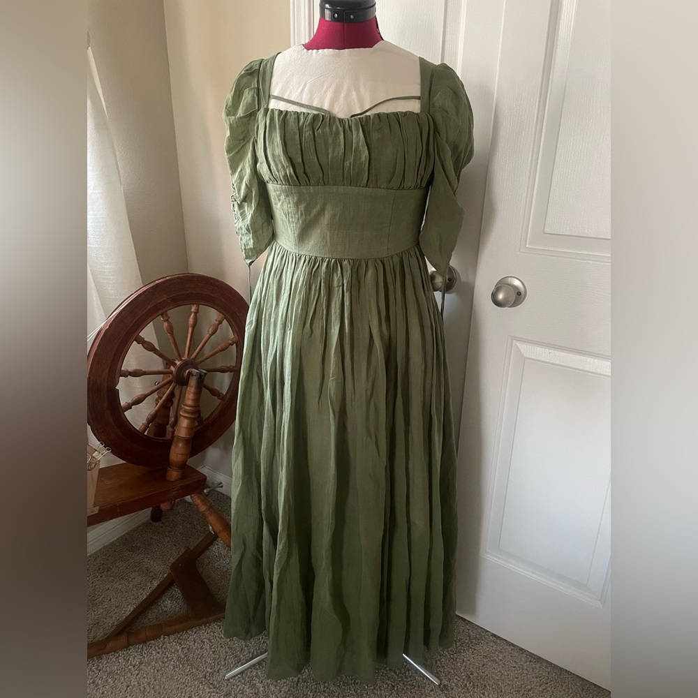 Linennaive Green Cottagecore Linen/Cotton dress